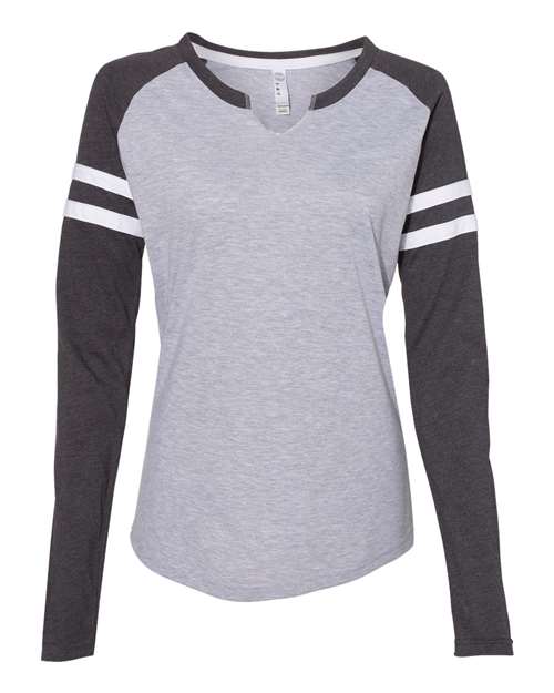 LAT 3534 Women's Fine Jersey Mash Up Long Sleeve T-Shirt