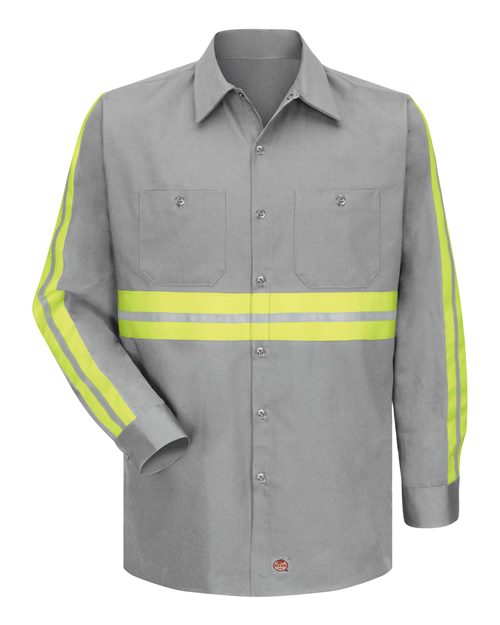 Red Kap SC30ET Men's Tall Enhanced Visibility Long Sleeve Cotton Work Shirt