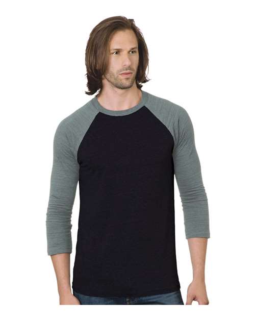 Bayside 9525 Unisex Triblend Three-Quarter Sleeve Raglan T-Shirt