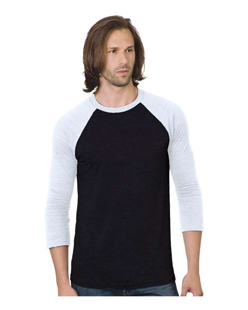 Bayside 9525 Unisex Triblend Three-Quarter Sleeve Raglan T-Shirt