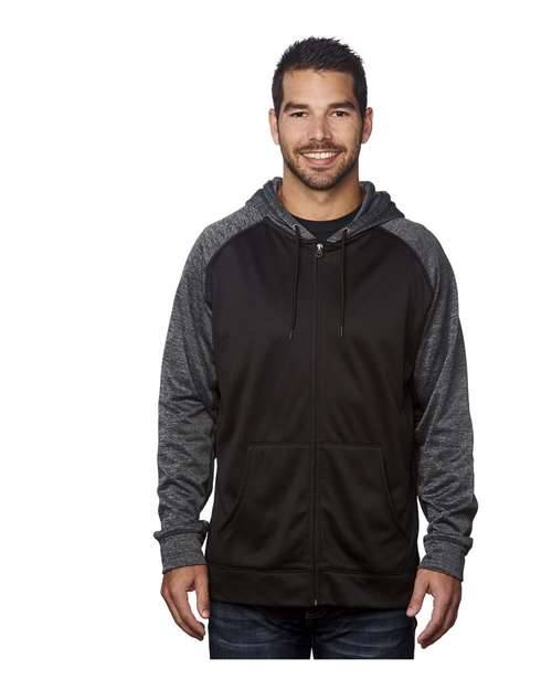 Burnside 8660 Men's Performance Raglan Full-Zip Sweatshirt