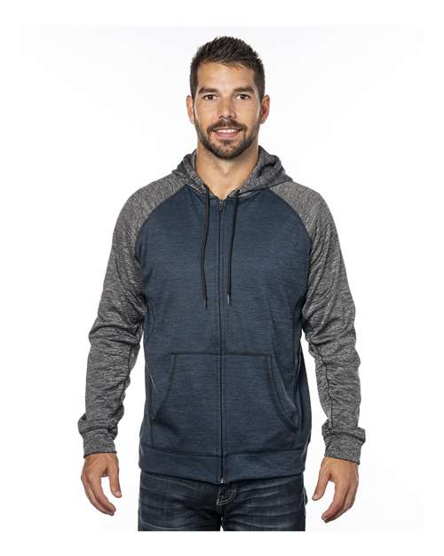 Burnside 8660 Men's Performance Raglan Full-Zip Sweatshirt