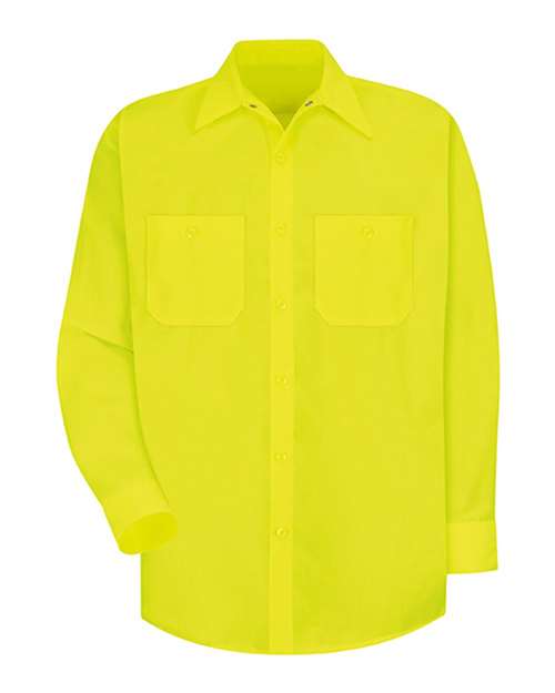Red Kap SS14T Men's Tall Enhanced Visibility Long Sleeve Work Shirt