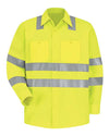 Red Kap SS14HV Men's High Visibility Safety Long Sleeve Work Shirt