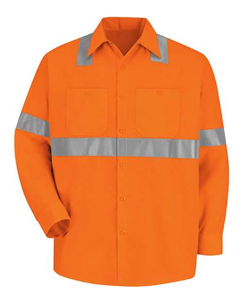 Red Kap SS14HV Men's High Visibility Safety Long Sleeve Work Shirt