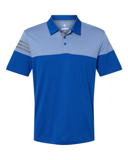 Adidas A213 Men's Heathered 3-Stripes Colorblocked Polo