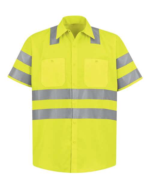 Red Kap SS24HV Men's High Visibility Safety Short Sleeve Work Shirt