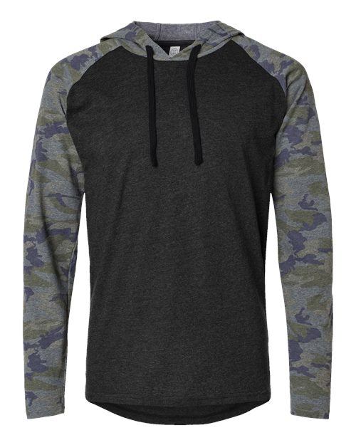 LAT 6917 Men's Fine Jersey Hooded Long Sleeve Raglan T-Shirt