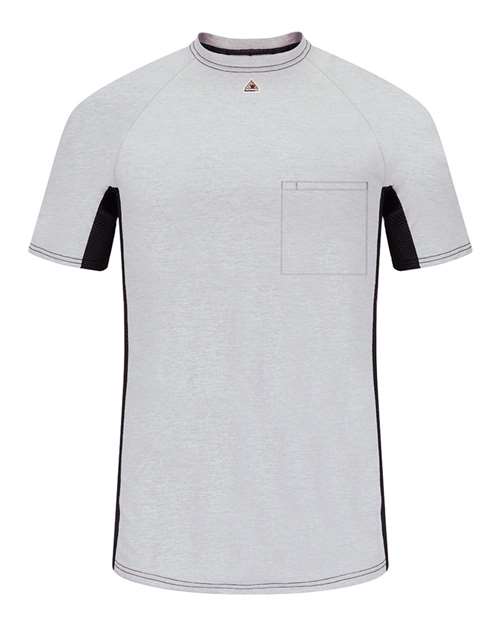 Bulwark MPS4 Men's Short Sleeve FR Two-Tone Base Layer with Concealed Chest Pocket- EXCEL FR