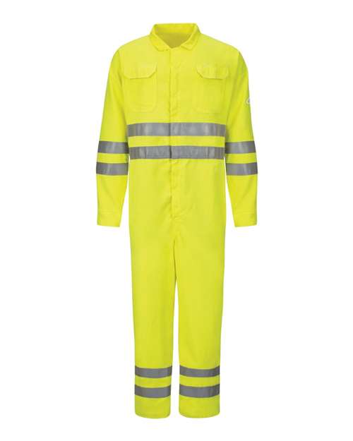 Bulwark CMD8T Men's Tall Hi-Vis Deluxe Coverall with Reflective Trim - CoolTouch® 2 - 7 oz.