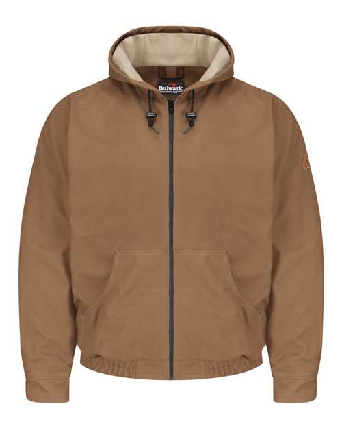Bulwark JLH4T Men's Tall Brown Duck Hooded Jacket - EXCEL FR® ComforTouch
