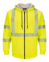 Bulwark SMZ4HVT Men's Tall Hi-Visibility Zip-Front Hooded Fleece Sweatshirt with Waffle Lining