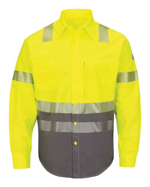 Bulwark SLB4HT Men's Tall Hi-Visibility Color Block Uniform Shirt - EXCEL FR® ComforTouch® - 7 oz.