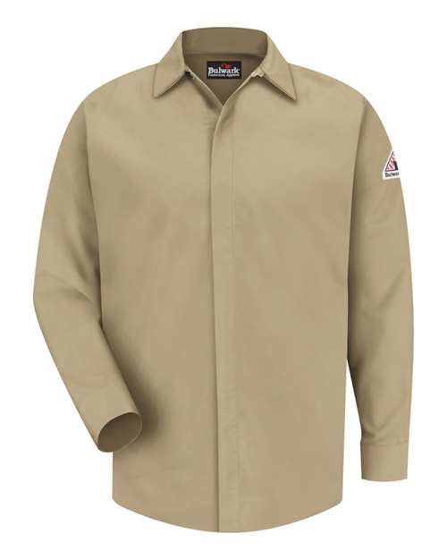 Bulwark SLS2T Men's Tall Concealed-Gripper Pocketless Work Shirt