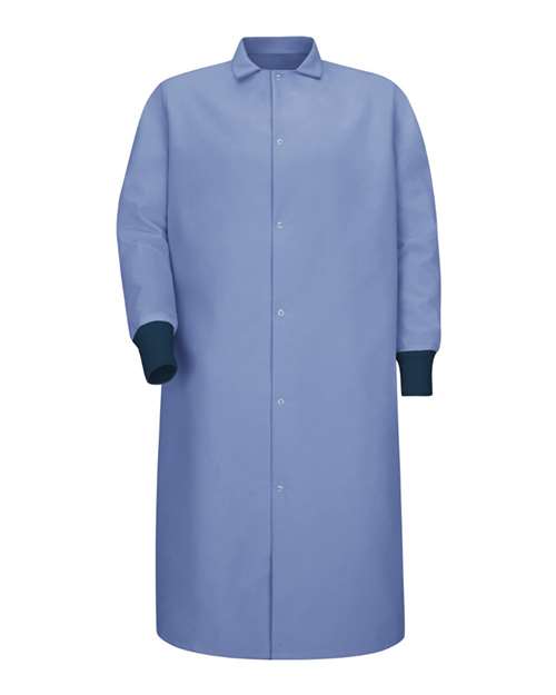 Red Kap KS60 Unisex Gripper-Front Pocketless Butcher Coat With Knit Cuffs