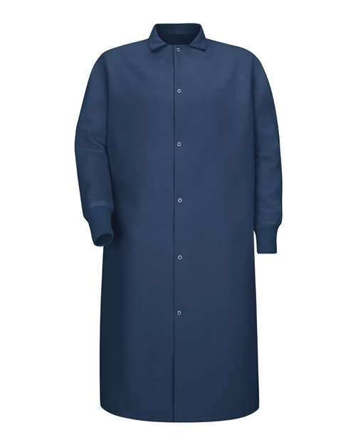 Red Kap KS60 Unisex Gripper-Front Pocketless Butcher Coat With Knit Cuffs