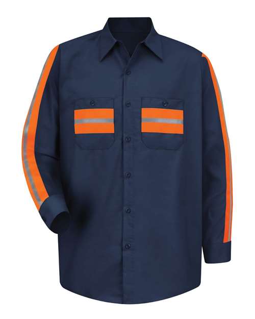 Red Kap SP14ET Men's Tall Industrial Enhanced-Visibility Long Sleeve Work Shirt