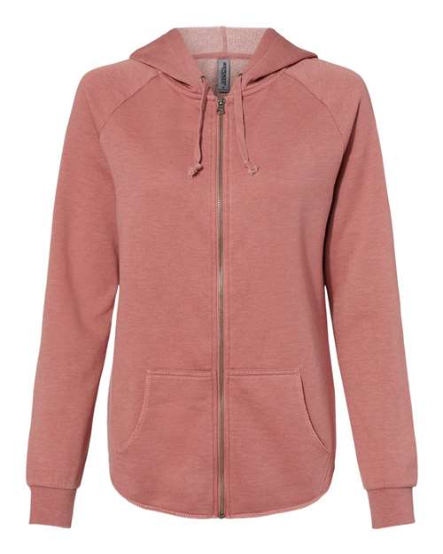 Independent Trading Co. PRM2500Z Women's California Wave Wash Full-Zip Hooded Sweatshirt