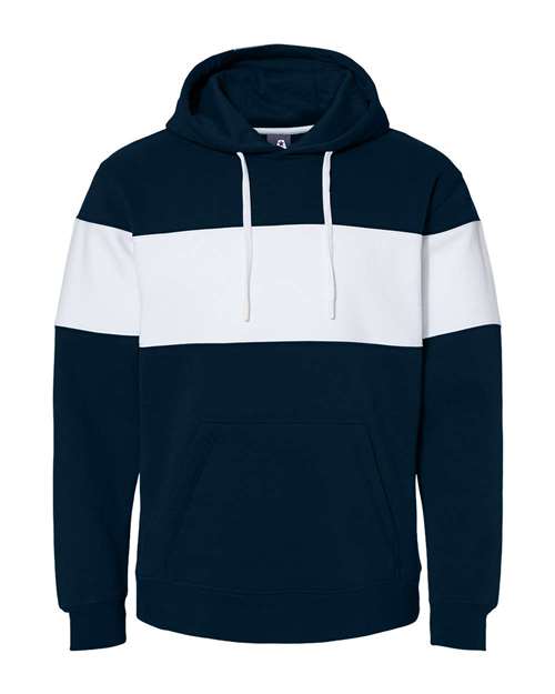 J. America 8644 Men's Varsity Fleece Colorblocked Hooded Sweatshirt