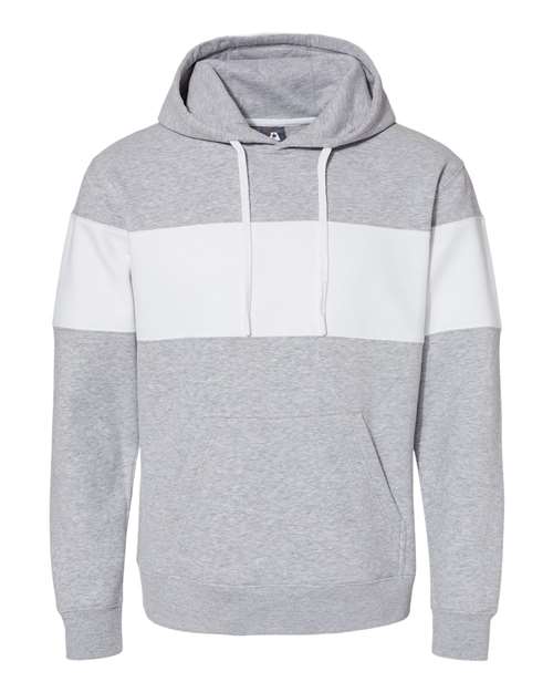 J. America 8644 Men's Varsity Fleece Colorblocked Hooded Sweatshirt