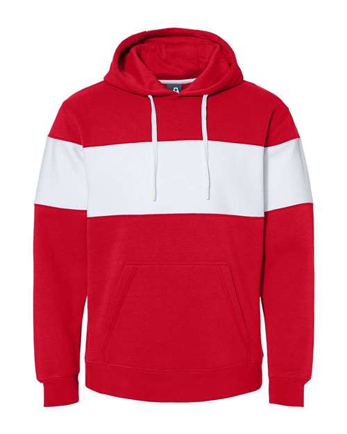 J. America 8644 Men's Varsity Fleece Colorblocked Hooded Sweatshirt