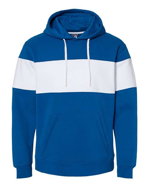J. America 8644 Men's Varsity Fleece Colorblocked Hooded Sweatshirt