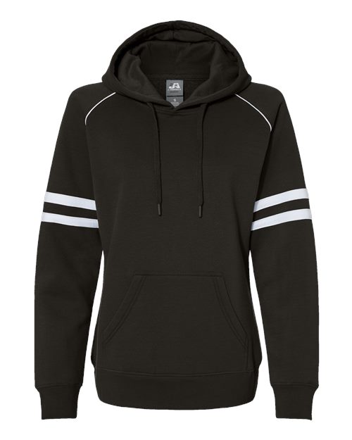J. America 8645 Women's Varsity Fleece Piped Hooded Sweatshirt