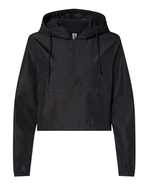 Independent Trading Co. EXP64CRP Women's Lightweight Quarter-Zip Pullover Crop Windbreaker