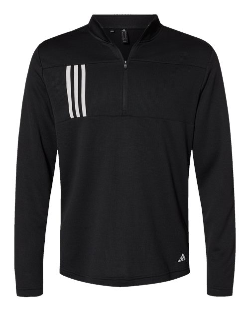 Adidas A482 Men's 3-Stripes Double Knit Quarter-Zip Pullover