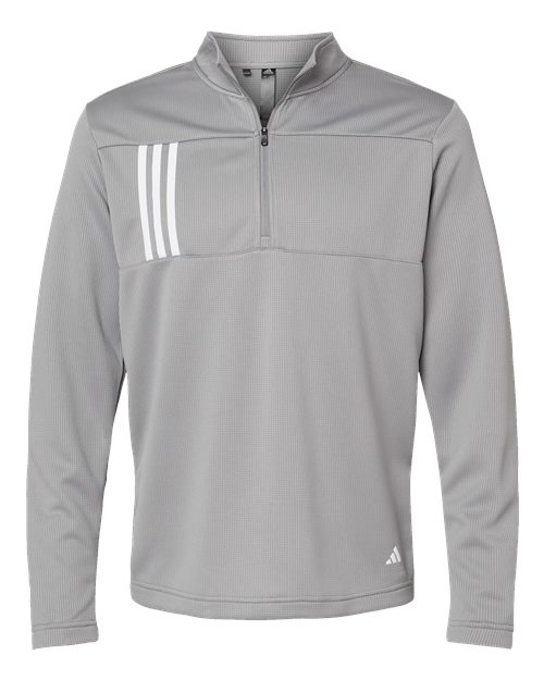 Adidas A482 Men's 3-Stripes Double Knit Quarter-Zip Pullover