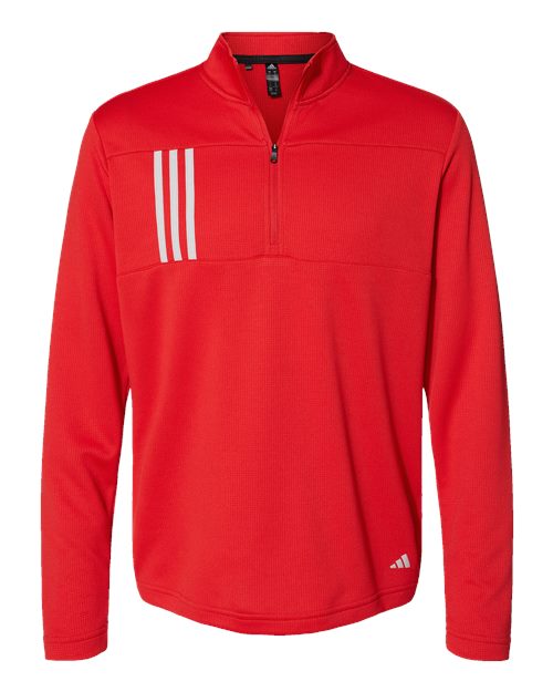 Adidas A482 Men's 3-Stripes Double Knit Quarter-Zip Pullover