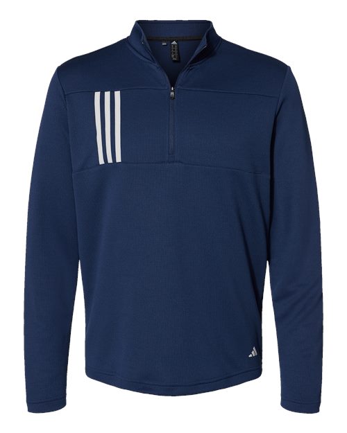 Adidas A482 Men's 3-Stripes Double Knit Quarter-Zip Pullover
