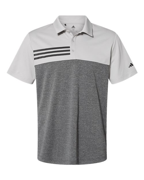 Adidas A508 Men's Heathered Colorblocked 3-Stripes Polo