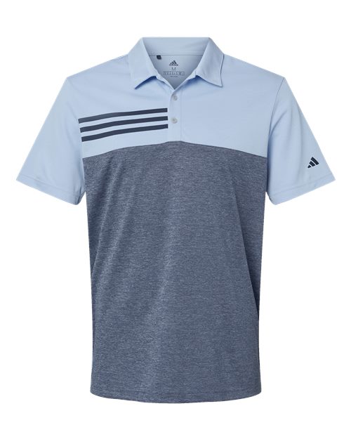 Adidas A508 Men's Heathered Colorblocked 3-Stripes Polo