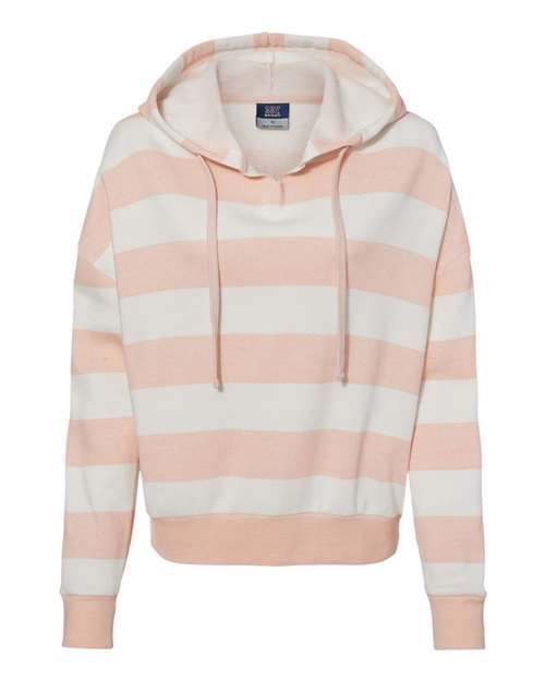 MV Sport W21721 Women's Striped Fleece Boxy Hooded Sweatshirt