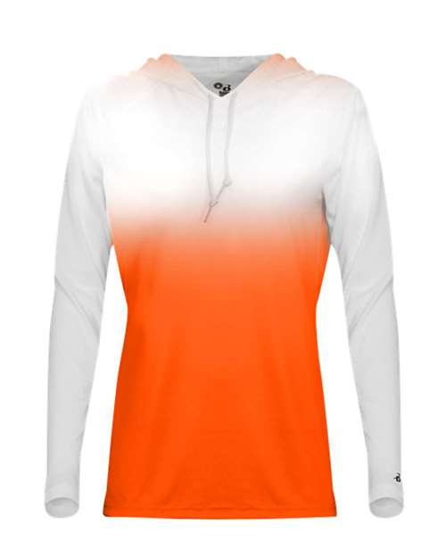 Badger 4208 Women's Ombre Long Sleeve Hooded T-Shirt