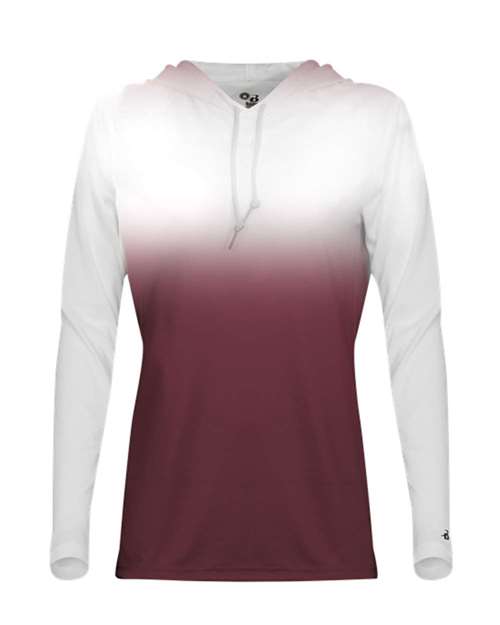 Badger 4208 Women's Ombre Long Sleeve Hooded T-Shirt