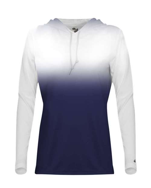 Badger 4208 Women's Ombre Long Sleeve Hooded T-Shirt