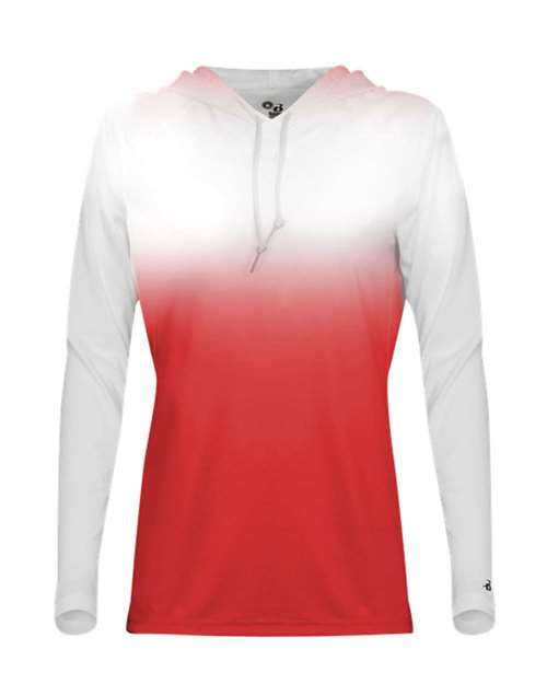 Badger 4208 Women's Ombre Long Sleeve Hooded T-Shirt