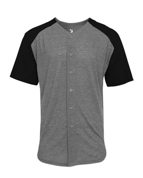 Badger 4950 Men's Triblend Full Button T-Shirt