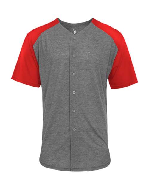 Badger 4950 Men's Triblend Full Button T-Shirt