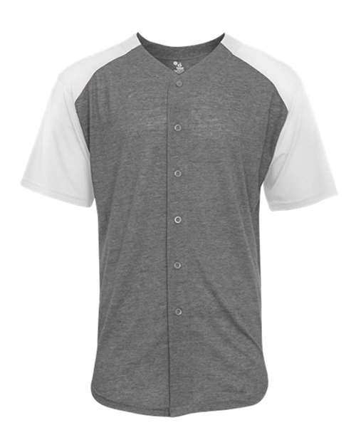 Badger 4950 Men's Triblend Full Button T-Shirt