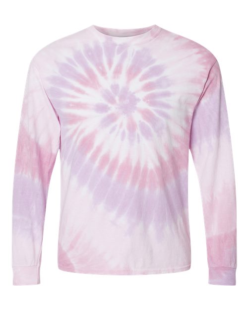 Dyenomite 240MS Unisex Multi-Color Spiral Tie-Dyed Long Sleeve T-Shirt