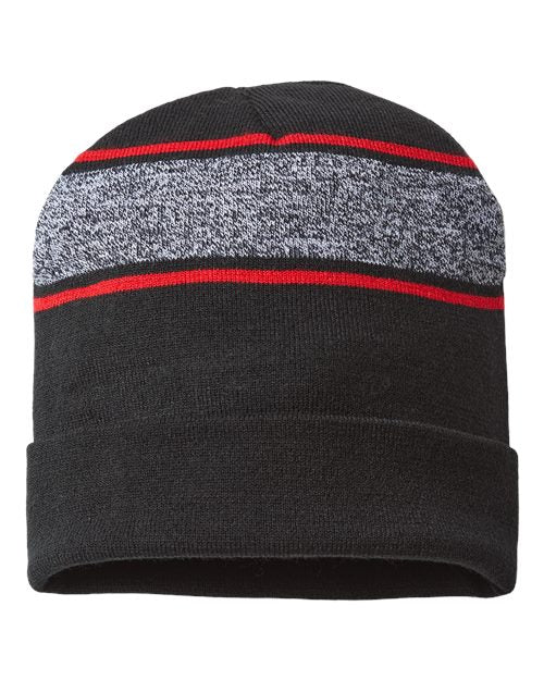 CAP AMERICA RKV12 USA-Made Variegated Striped Cuffed Beanie