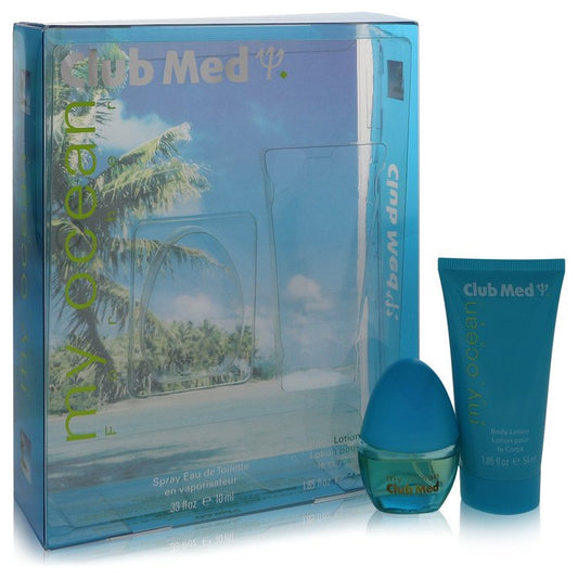Club Med My Ocean by Coty Gift Set -- .33 oz Mini EDT Spray + 1.85 oz Body Lotion