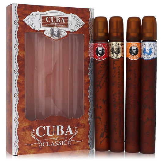 Cuba Red Gift Set Cuba Variety Set includes All Four 1.15 oz Sprays, Cuba Red, Cuba Blue, Cuba Gold and Cuba Orange By Fragluxe