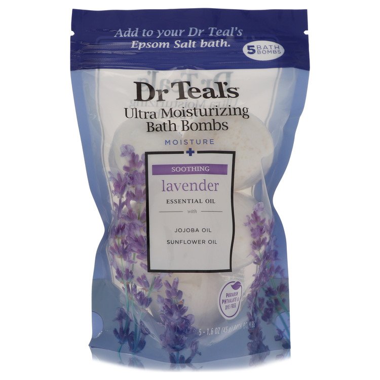 Dr Teal's Ultra Moisturizing Bath Bombs 1.6 oz Five (5) 1.6 oz Moisture Soothing Bath Bombs with Lavender, Essential Oils, Jojoba Oil, Sunflower Oil (Unisex) By Dr Teal's