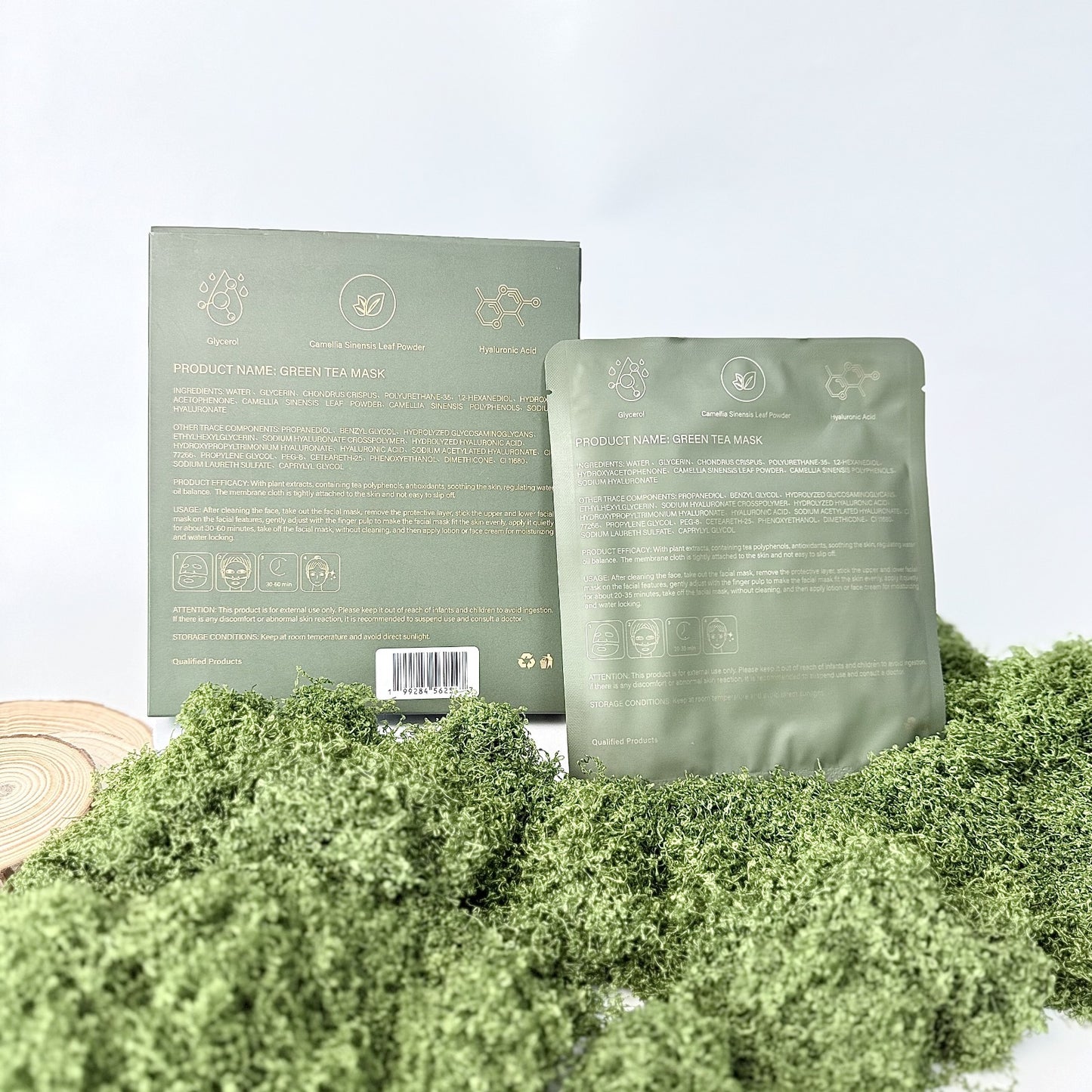 Green Tea Facial Mask - Soothing, Moisturizing & Brightening Sheet Mask with Deep Cleansing Antioxidant Therapy - Vegan, Cruelty‑Free, 96% Natural (4 Count)