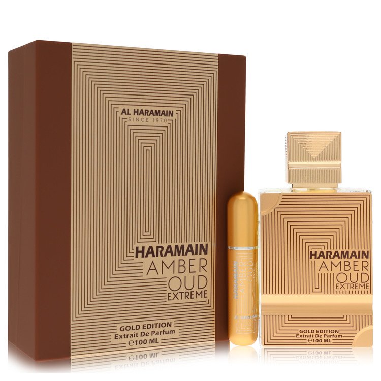Al Haramain Amber Oud Gold Edition Extreme by Al Haramain Gift Set 3.4 oz 3.4 Pure Perfume Spray + 0.34 oz Refillable Spray