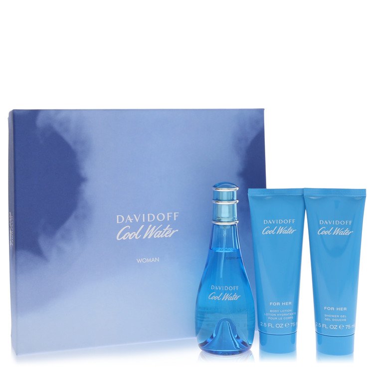 Cool Water by Davidoff Gift Set -- 3.4 oz Eau De Toilette Spray + 2.5 oz Body Lotion + 2.5 oz Shower Gel